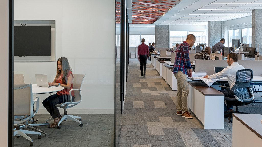 A group of people in a meeting.